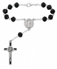 St. Benedict Black Glass Auto Rosary