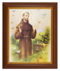 St. Francis with Birds 8x10 Textured Artboard Dark Walnut Frame