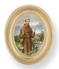 St. Francis Small 4.5 Inch Oval Framed Print