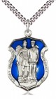 St. Michael and Police Shield Blue Epoxy Necklace