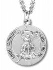 St. Michael Guardian Angel Round Medal Sterling Silver