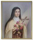 St. Therese Gold Trim Plaque - 2 Sizes