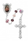 St. Therese Silver Tone Glass Rosary