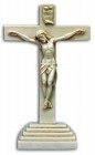 Standing Antiqued Alabaster Crucifix 10 1/2 Inches