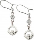 Sterling Silver Claddagh 'Crystal Bead' Earrings