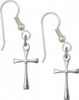 Sterling Silver Cross French Wire Earrings