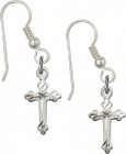 Sterling Silver Cross French Wire Earrings