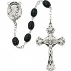 Sterling Silver Men's Classic Black Oval Wood Bead Rosary