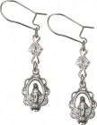 Sterling Silver Miraculous 'Crystal Bead' Dangle Earrings