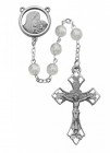 Sterling Silver Mother of Pearl Madonna and Child Rosary