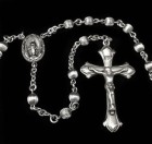 Sterling Silver Rosary, Corrugated 5mm beads