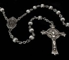 Sterling Silver Rosary, Corrugated 6mm beads
