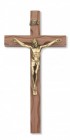 Carved Walnut Wood Wall Crucifix 10 inch