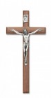 8 Inch Wall Crucifix in Walnut with Beveled Edge