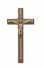 Black and Gold Inlay Wall Crucifix 8 inch