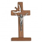 Walnut Stained Standing Holy Spirit Crucifix 6 Inch
