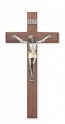 Walnut Wood Crucifix with Two Tone Corpus - 10“H