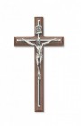 Walnut with Black Overlay Crucifix - 8"H