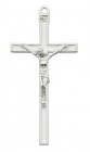 White Enamel and Silver Tone Wall Crucifix 5 Inches