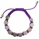 Women's Adjustable Purple Corded St. Benedict Bracelet