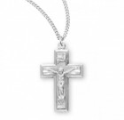 Petite Block Style Crucifix Medal Sterling Silver