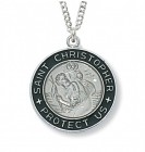 Women's Round Silver with Black St. Christopher Medal