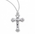 Women's Scroll Etched Crucifix Pendant Sterling Silver