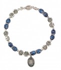 Women's Stretch Bracelet with Our Lady of Fatima and Blue Marbleized Beads