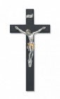 Black Wood Wall Crucifix with Two-Tone Corpus 10 inch Beveled