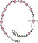 Girls Silver Cross Bracelet 4mm Swarovski Crystal beads