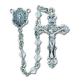4mm Crystal Swarovski Bead Rosary in Sterling Silver [RB3398]