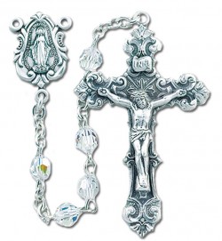 5mm Crystal Swarovski Bead Rosary in Sterling Silver [RB3448]