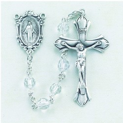 6mm Crystal Swarovski Bead Rosary in Sterling Silver [RB3449]