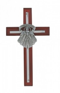 7 Gifts of the Holy Spirit Cherry Overlay Cross [CR3516]