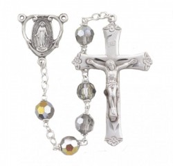 7mm Czech Tin Cut Vitriol Crystal Bead Rosary in Sterling Silver [RB3394]