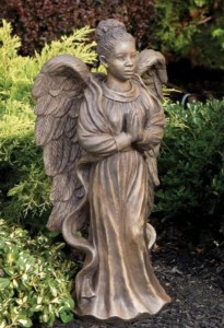 African American Garden Angel Female Statue 24.75 Inches [MSA0054]