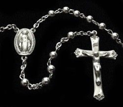 All Sterling Silver Rosary with Round 5mm Beads [HMRB011]