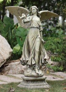 Angel on Pedestal Garden Statue - 46.5“ [GAR1013]