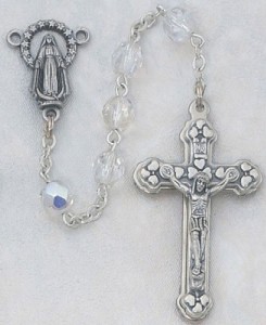 April Birthstone Rosary (Crystal) - Silver Oxidized [MVR040]