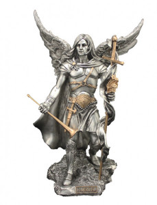 Archangel St Gabriel Statue, Silver Gold - 9 Inches [GSS0076]