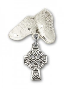 Baby Badge with Celtic Cross Charm and Baby Boots Pin [BLBP0180]