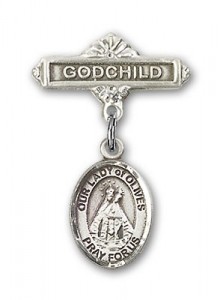 Baby Badge with Our Lady of Olives Charm and Godchild Badge Pin [BLBP1991]