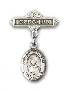 Baby Badge with Our Lady of la Vang Charm and Godchild Badge Pin [BLBP1069]