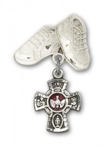 Baby Badge with Red 5-Way Charm and Baby Boots Pin [BLBP0138]