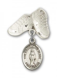 Baby Badge with Virgin of the Globe Charm and Baby Boots Pin [BLBP2244]