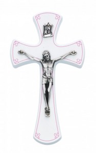  Baby Crucifix with Pink Trim [CRX4401]