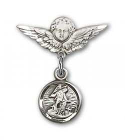 Baby Pin with Guardian Angel Charm and Angel with Smaller Wings Badge Pin [BLBP0117]