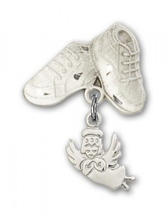 Baby Pin with Guardian Angel Charm and Baby Boots Pin [BLBP0112]