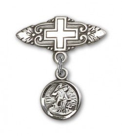 Baby Pin with Guardian Angel Charm and Badge Pin with Cross [BLBP0114]