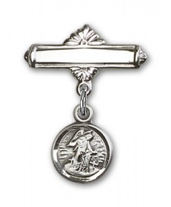 Baby Pin with Guardian Angel Charm and Polished Engravable Badge Pin [BLBP0113]